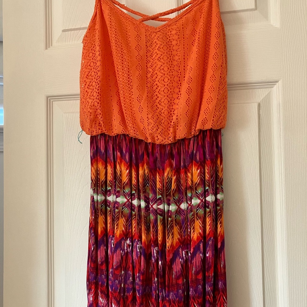 Vibrant Orange and Multicolor Maxi Dress
